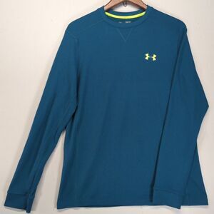 Under Armour UA Cold Gear M Amplify Thermal Long Sleeve Shirt Teal Neon Green